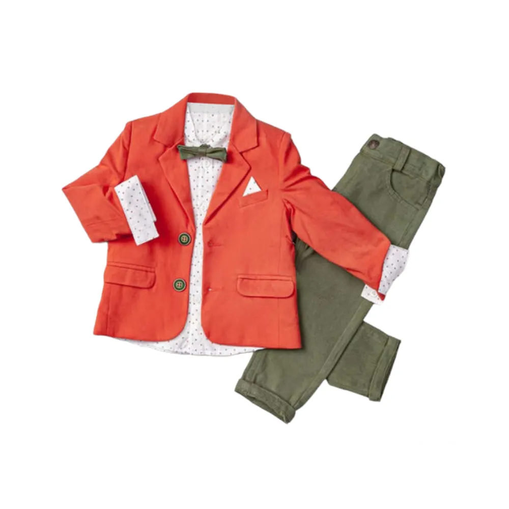 Little Boy's Colorful Suit Jacket, Pants and Button-Up Shirt 3-Piece Set