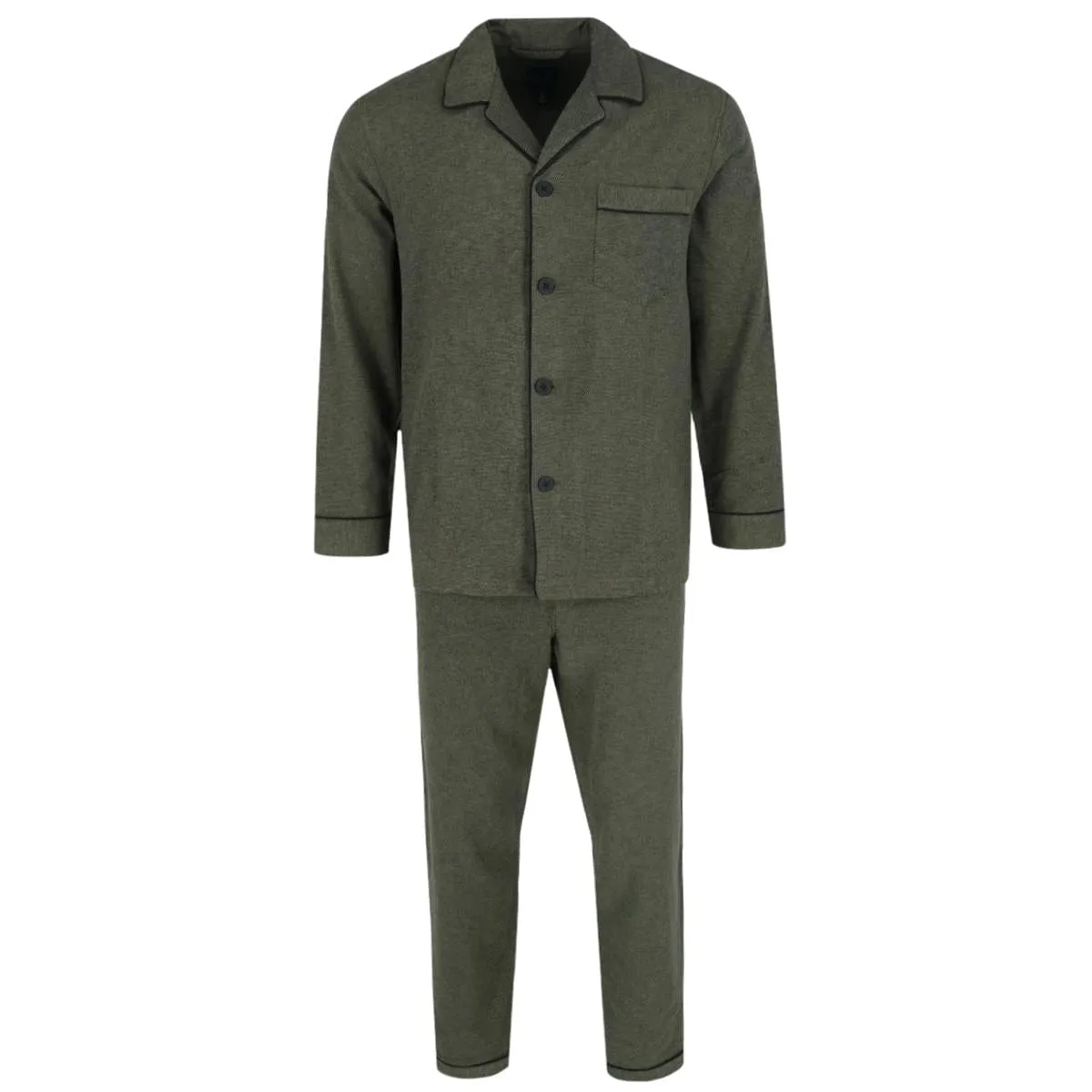 Majestic International Men's Notch Collar Long Sleeve Button Down Pajama Set