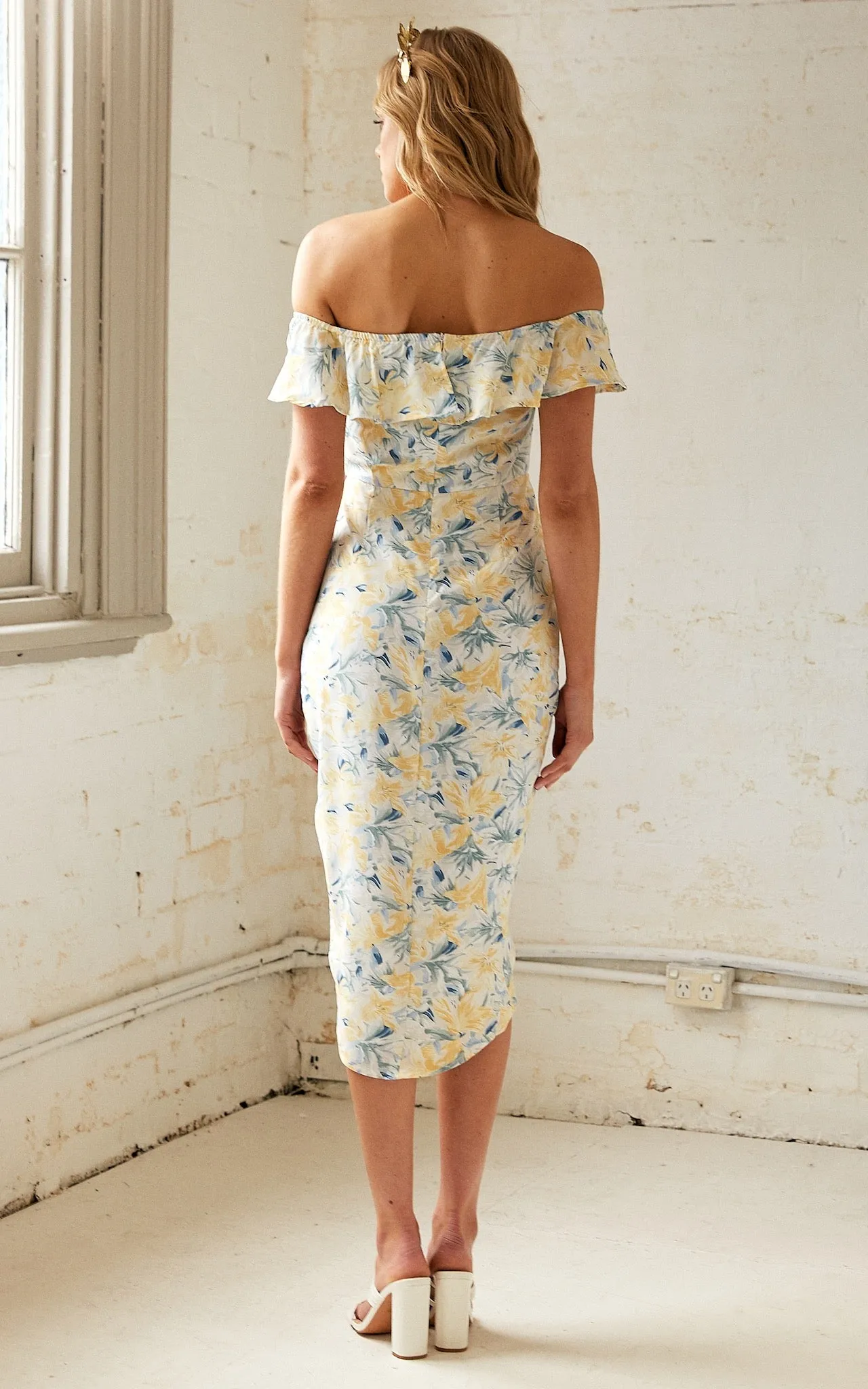 Melanie Dress - Yellow White Floral