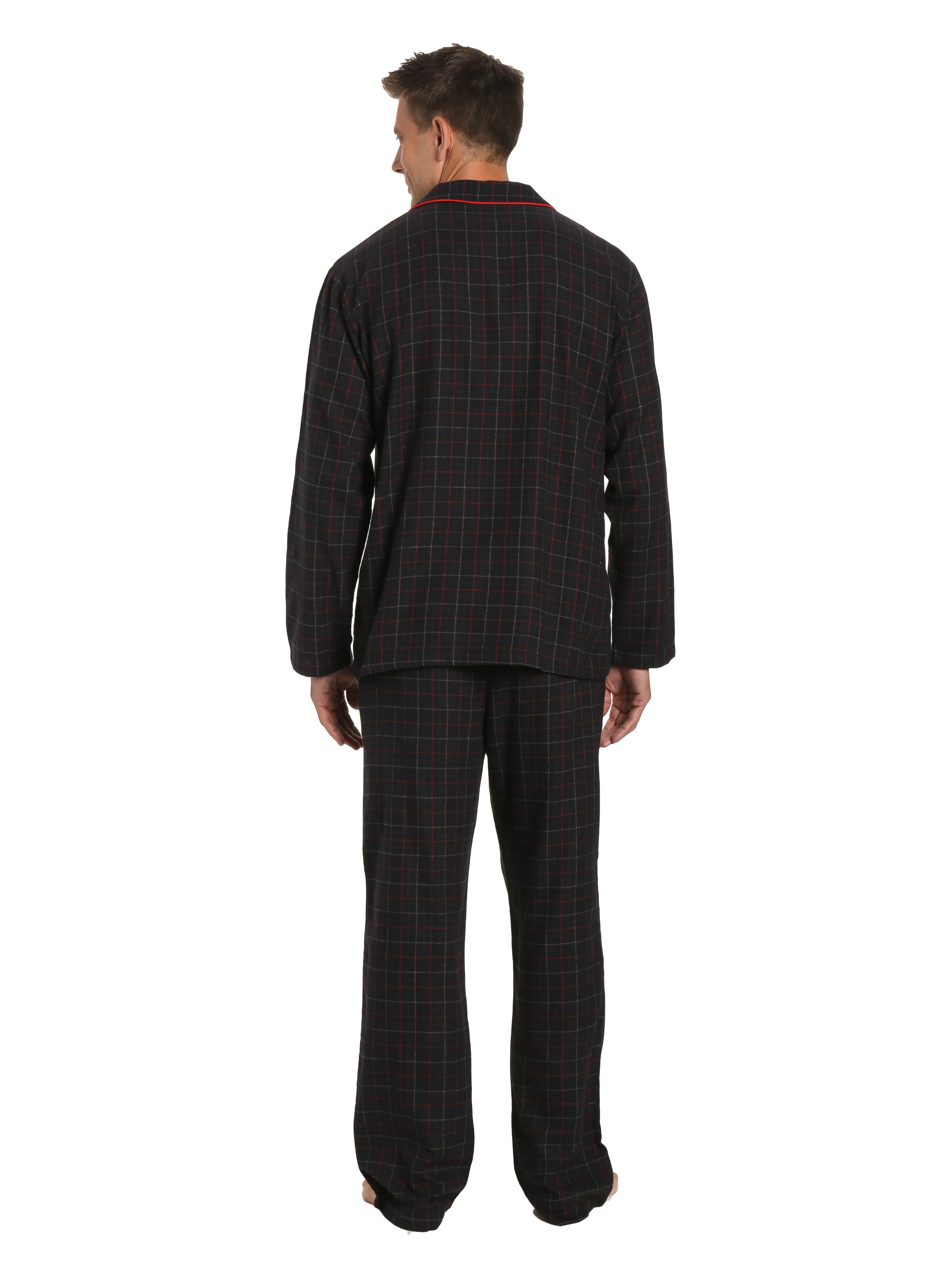 Men's 100% Cotton Flannel Pajama Set - Plaid Black-Multi