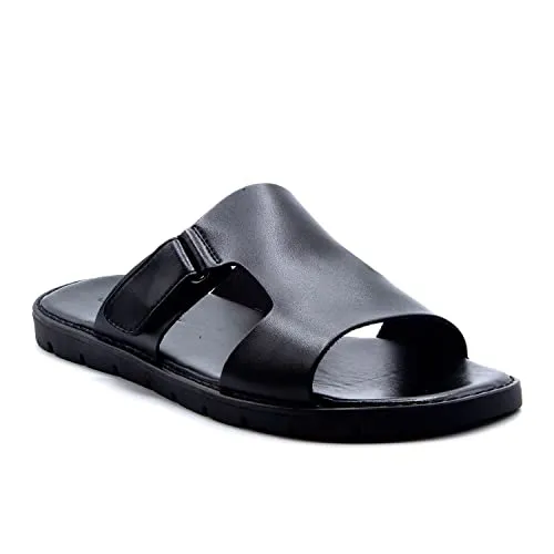 Men's 69213 Leather Slip On Peasant Toe Loop Roman Flip Flop Dress Sandals