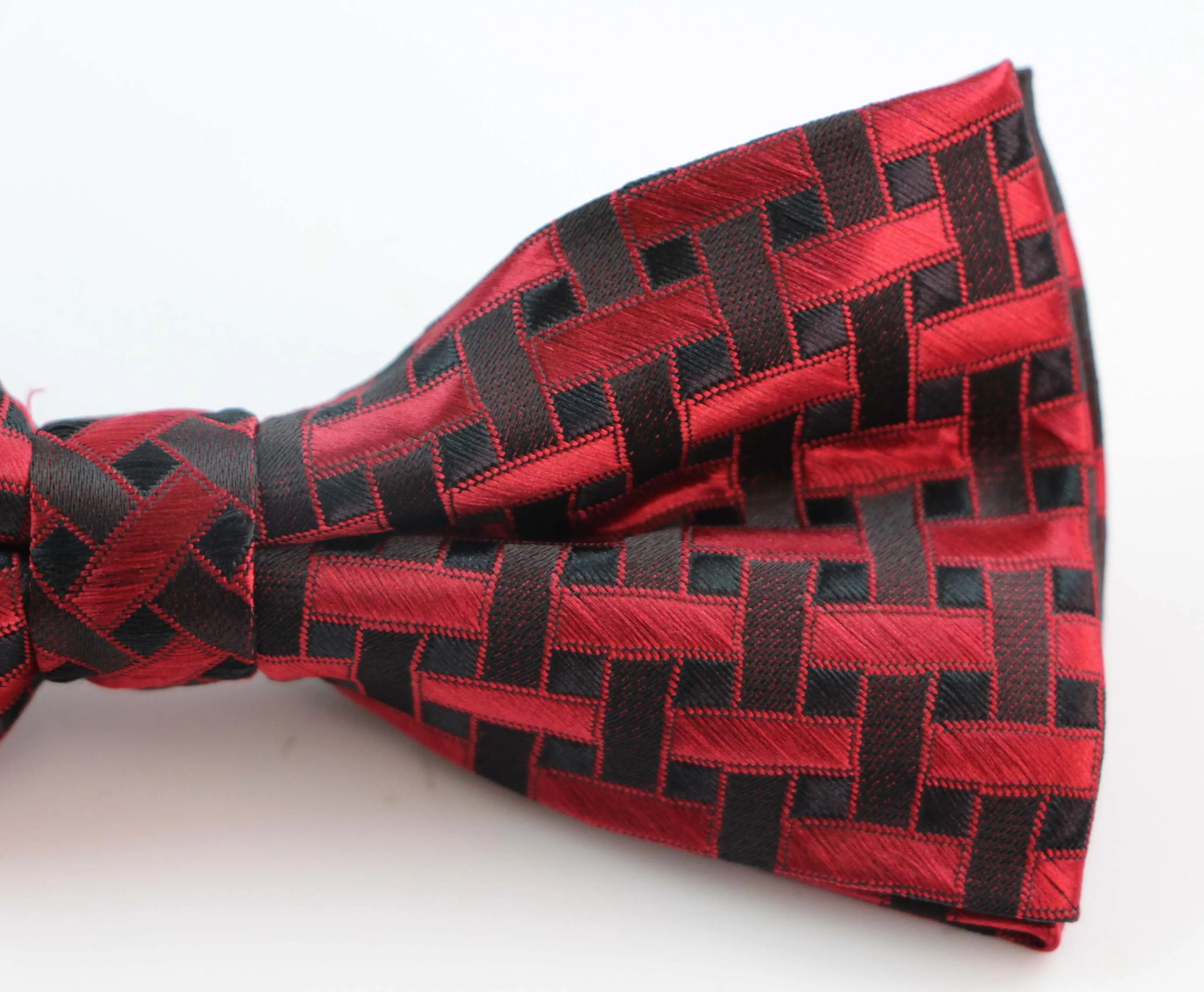 Mens Black & Red Tetris Patterned Bow Tie