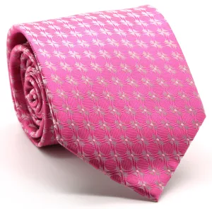 Mens Dads Classic Fuchsia Geometric Pattern Business Casual Necktie & Hanky Set K-4