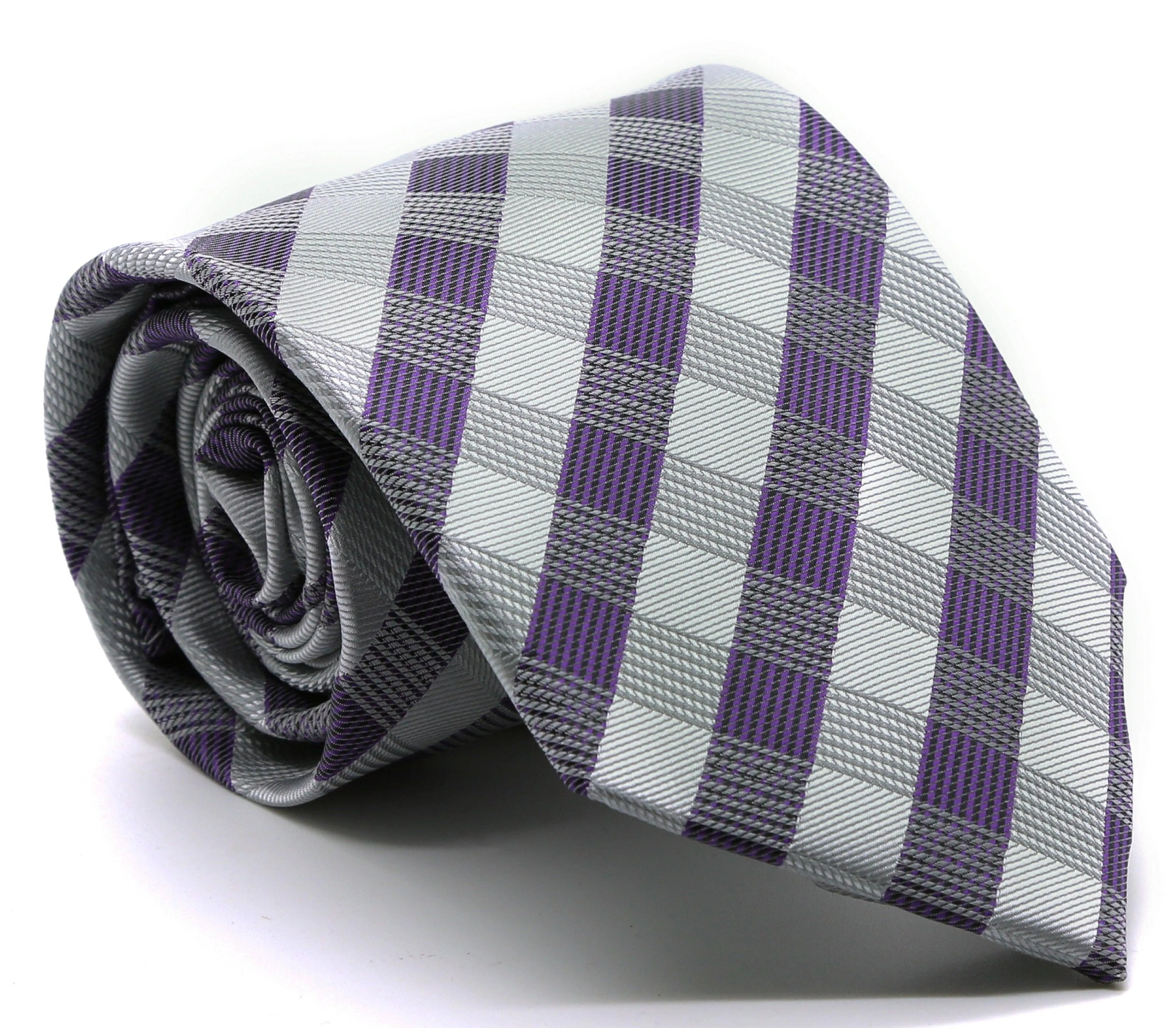 Mens Dads Classic Grey Stripe Pattern Business Casual Necktie & Hanky Set L-3