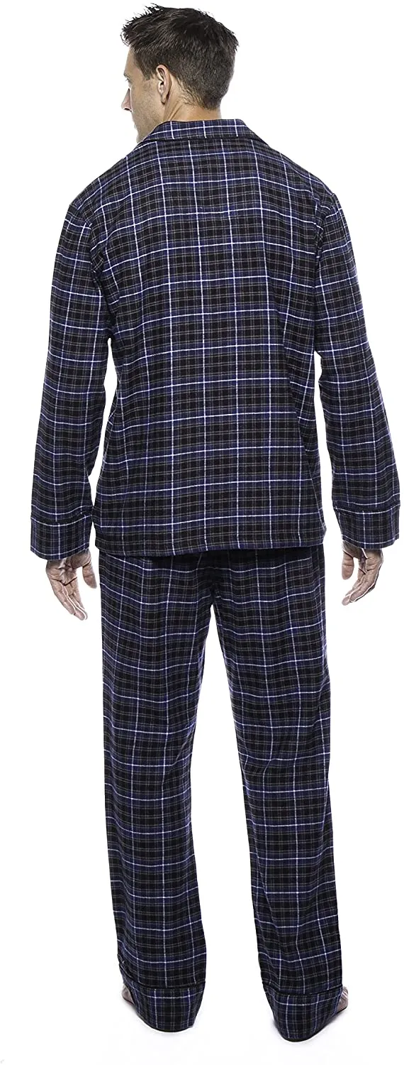 Men's Flannel Pajama Set - Plaid Blue-Black