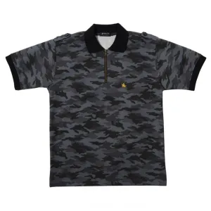 Men’s Short Sleeve Sports Zipper Polo Shirt -19. MASAMUNE Date Military Design Made in Japan