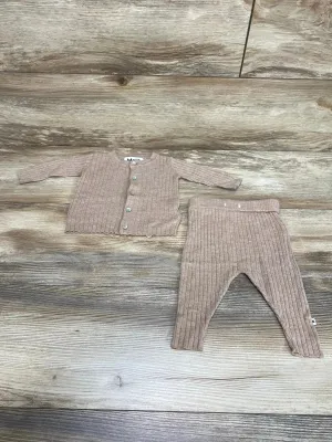 Molo Georgette Rib Knit Cardigan & Trouser Set Beige sz 0-3m