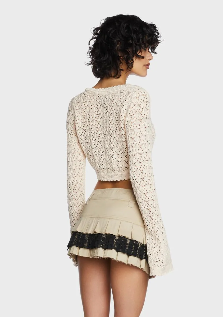 Nature Goddess Crochet Cardigan- Off White