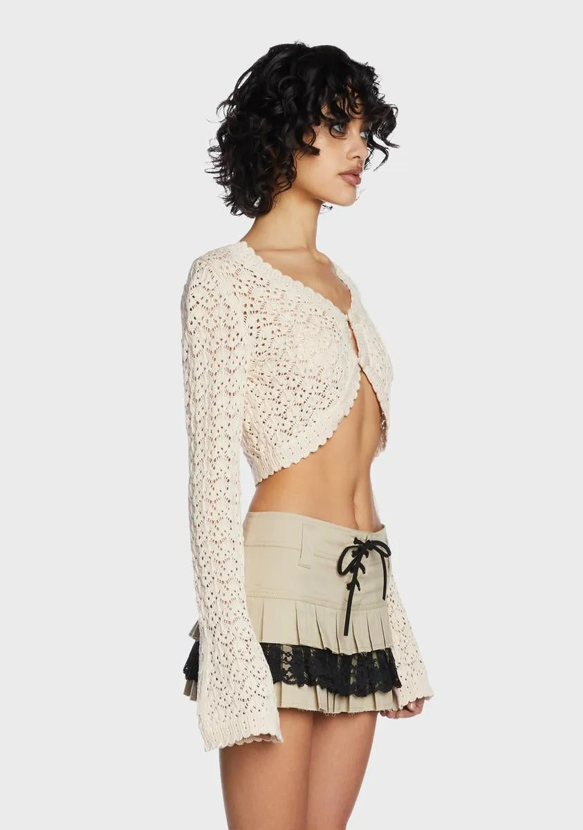 Nature Goddess Crochet Cardigan- Off White