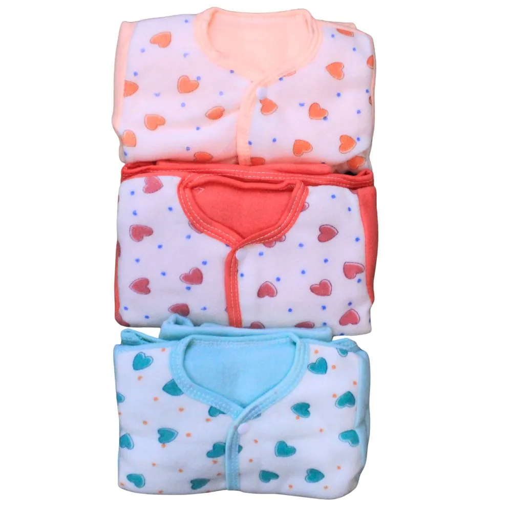 Newborn Baby Deal Set of 3 Winter Fleece Dresses Polka Dots Print for 0-3 Months