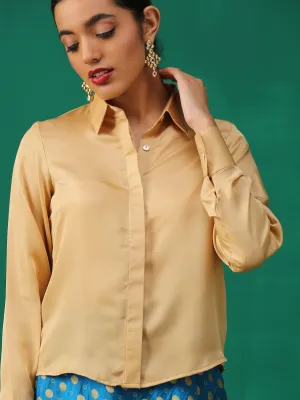 Nude Silky Shirt Blouse