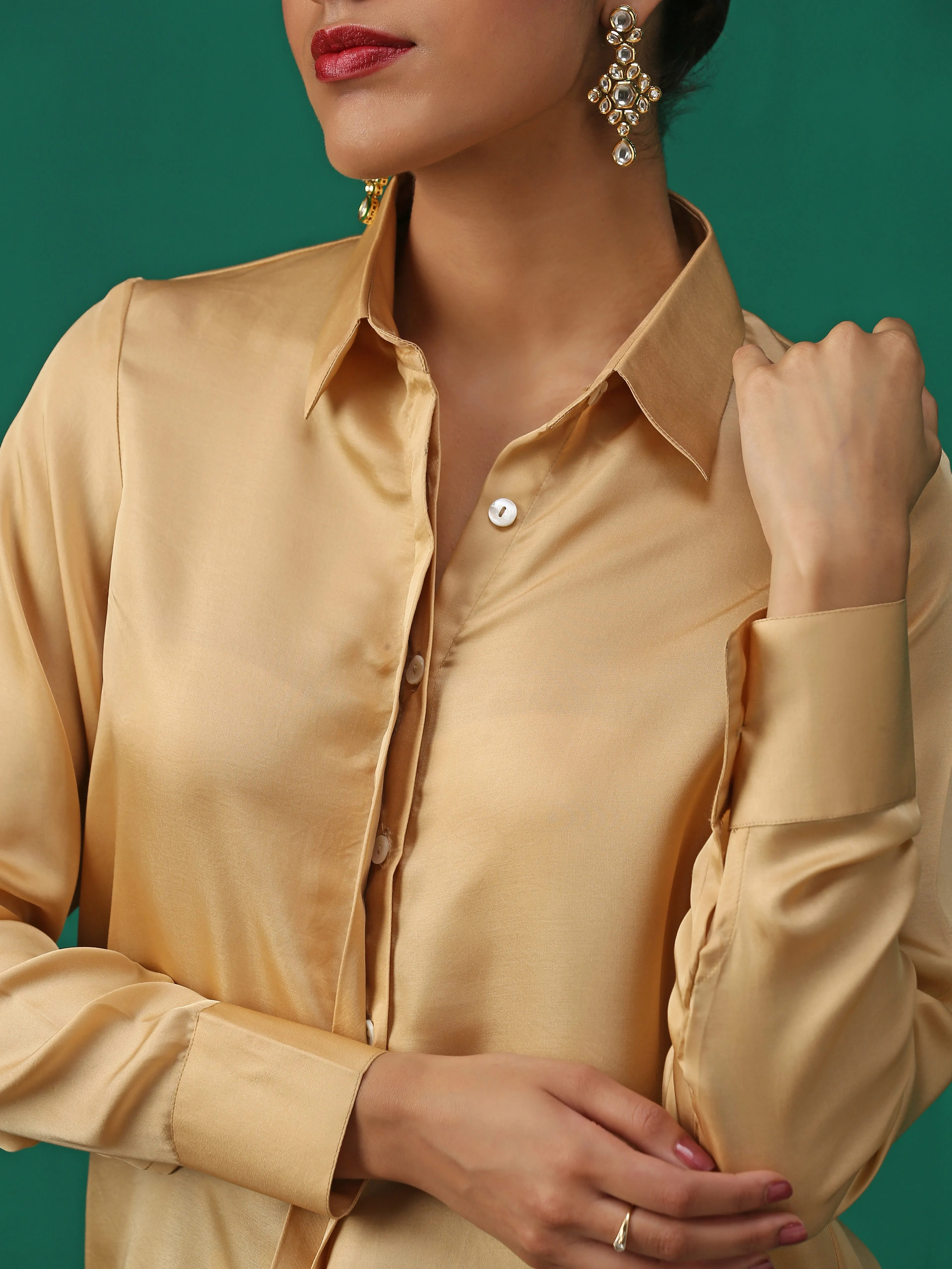 Nude Silky Shirt Blouse