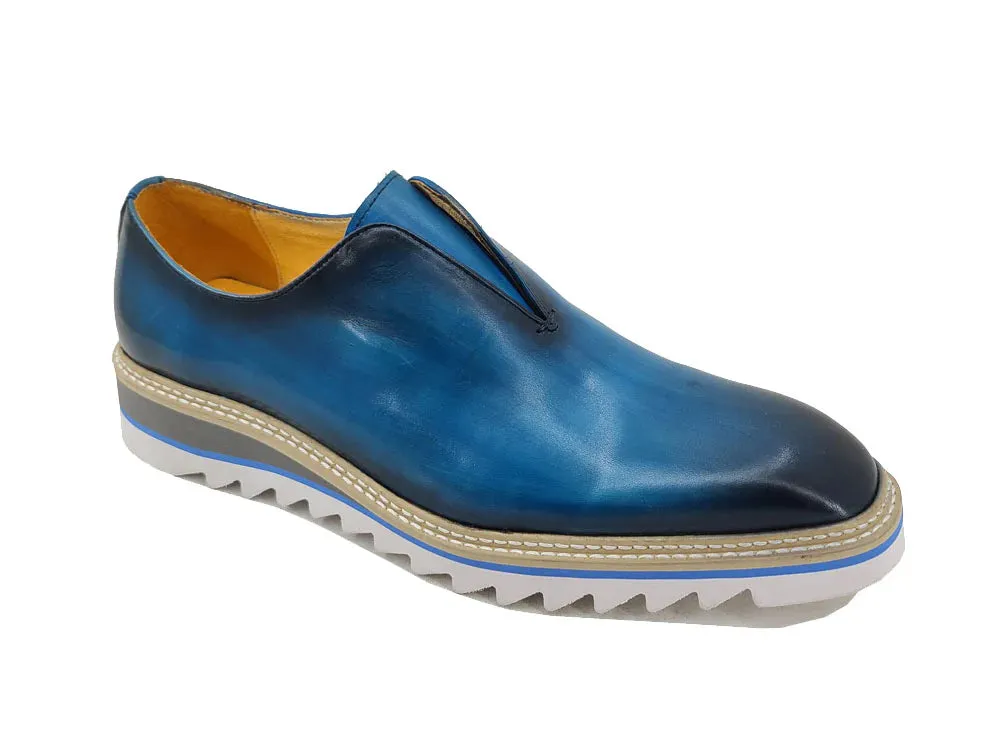 Ocean Blue Carrucci Men's Shoes Laceless Slip-On Loafer with Contrast Color Style No: K55S0-08