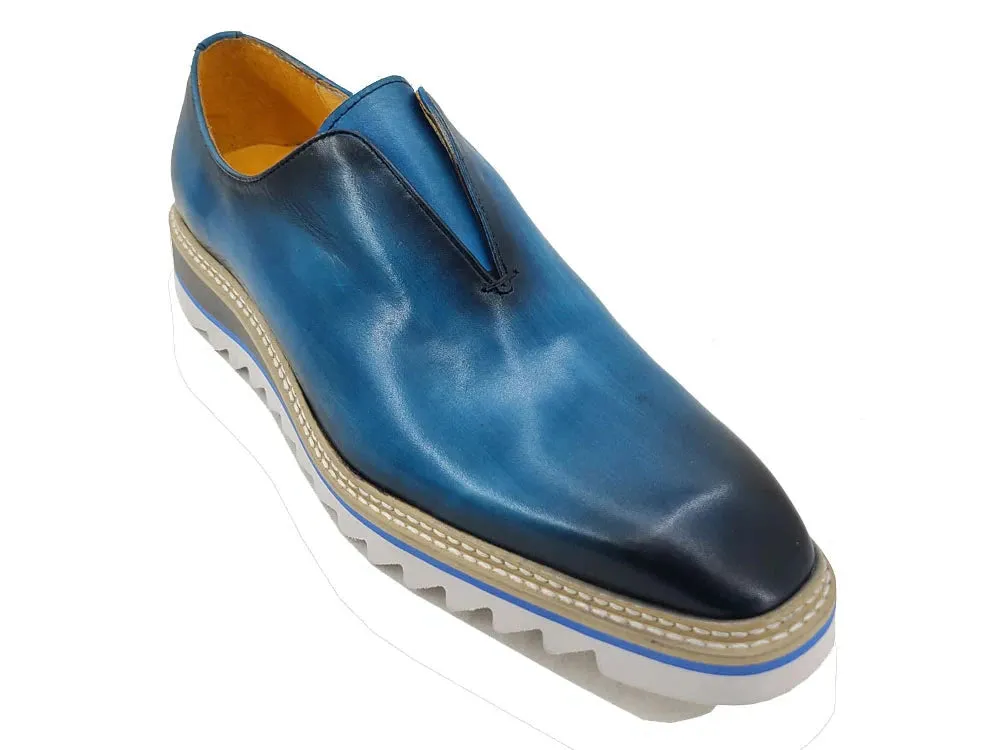 Ocean Blue Carrucci Men's Shoes Laceless Slip-On Loafer with Contrast Color Style No: K55S0-08