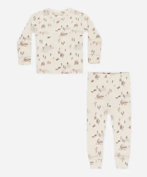 Organic Long Sleeve Pajama Set - Winter Town