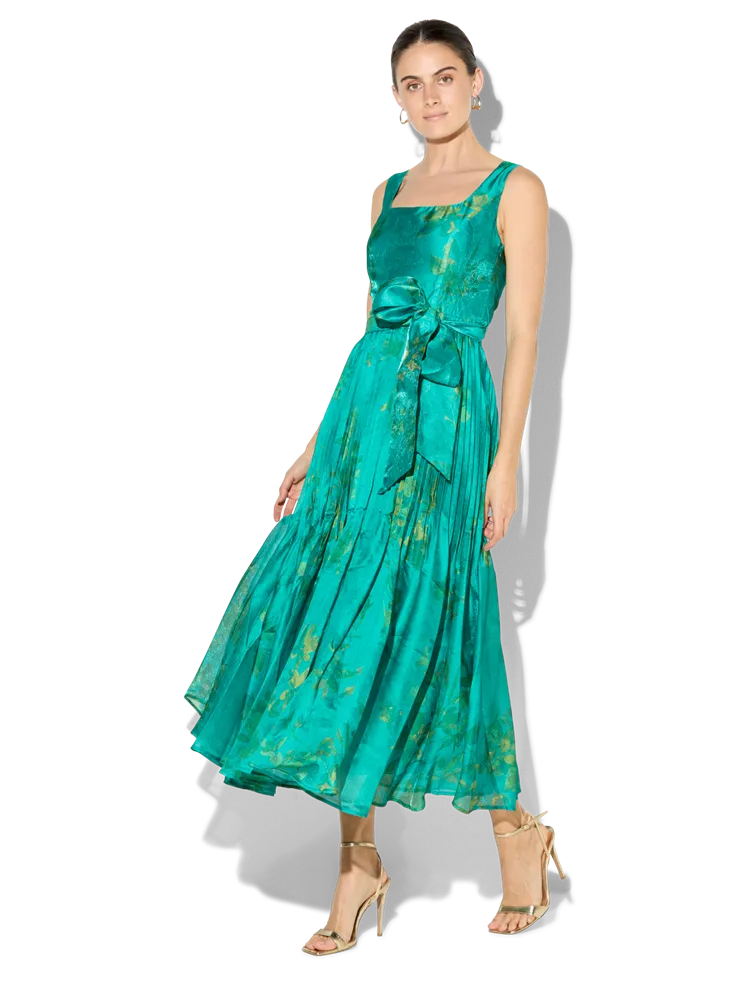 Oriana Emerald Floral Printed Dress