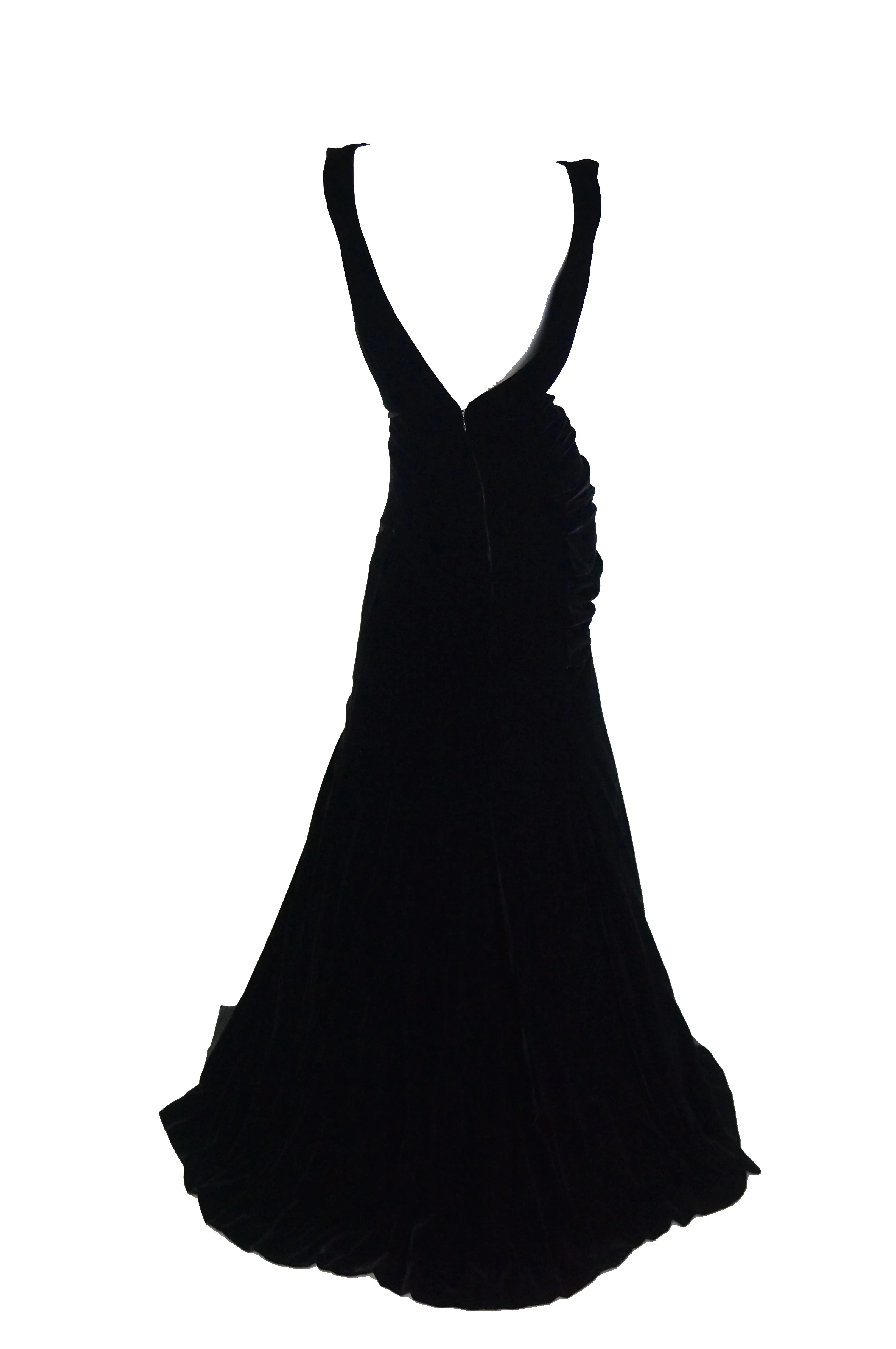 Oscar de la Renta Black Velvet Evening Dress