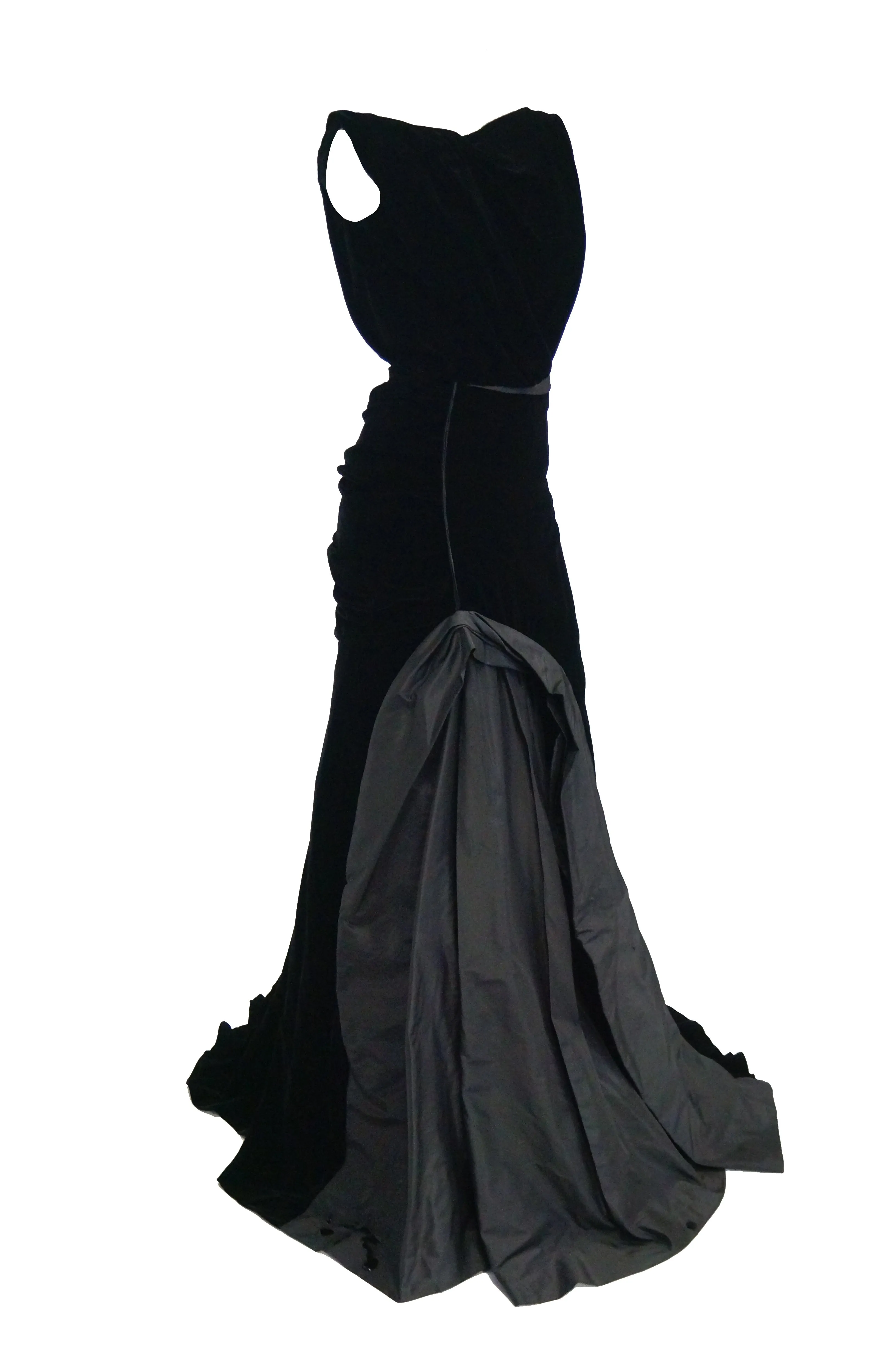 Oscar de la Renta Black Velvet Evening Dress