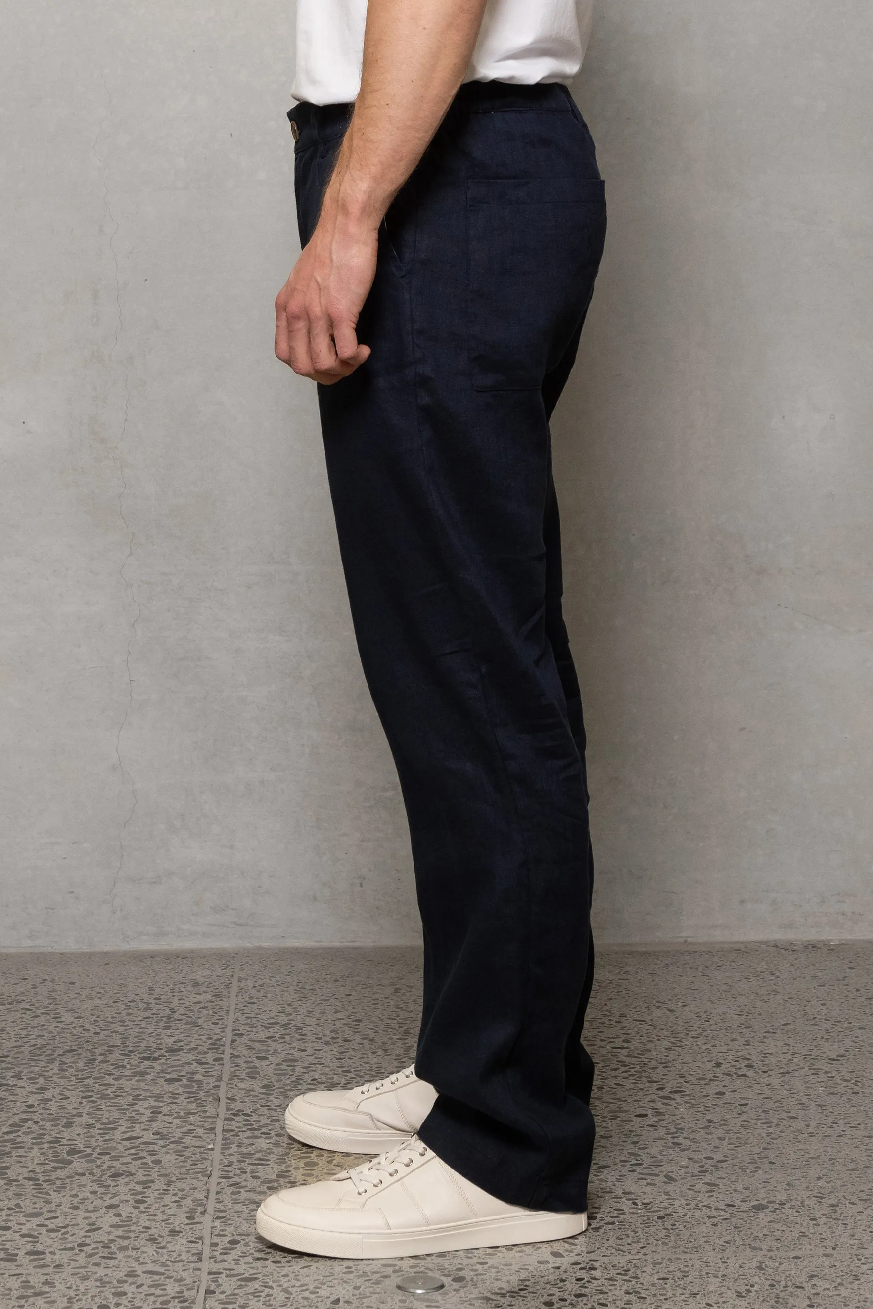 Paul Relaxed Linen Trouser: Thunderstorm