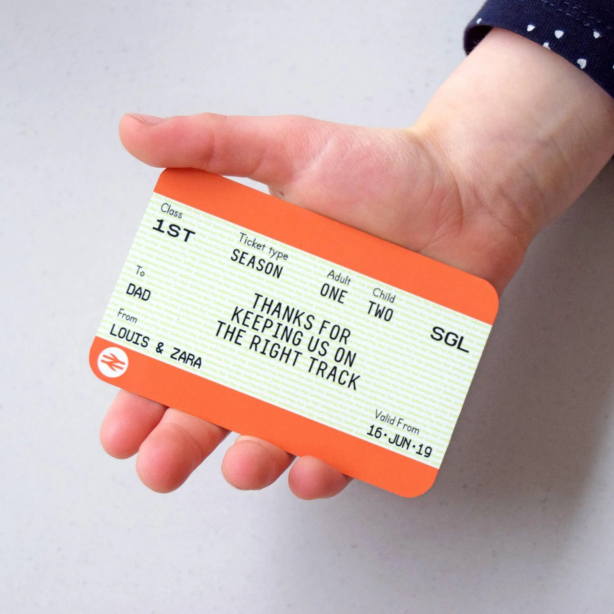 Personalised Train Ticket Wallet Keepsake for Dad