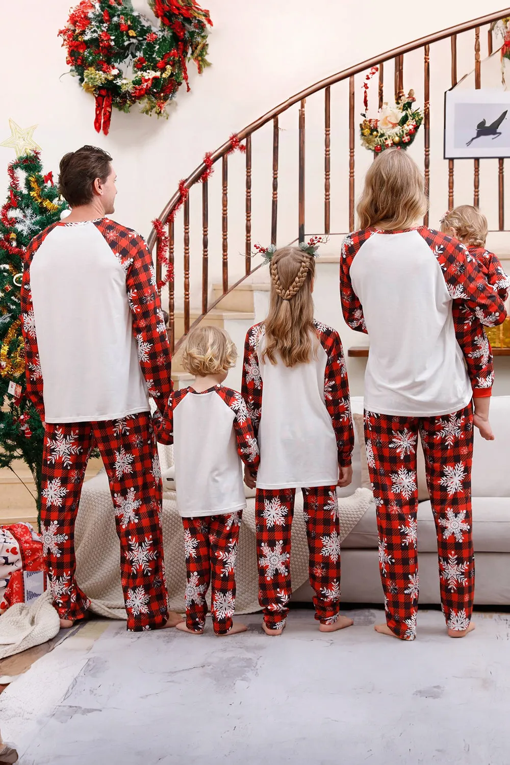 Plaid Matching Family Christmas Pajamas with Snowflake