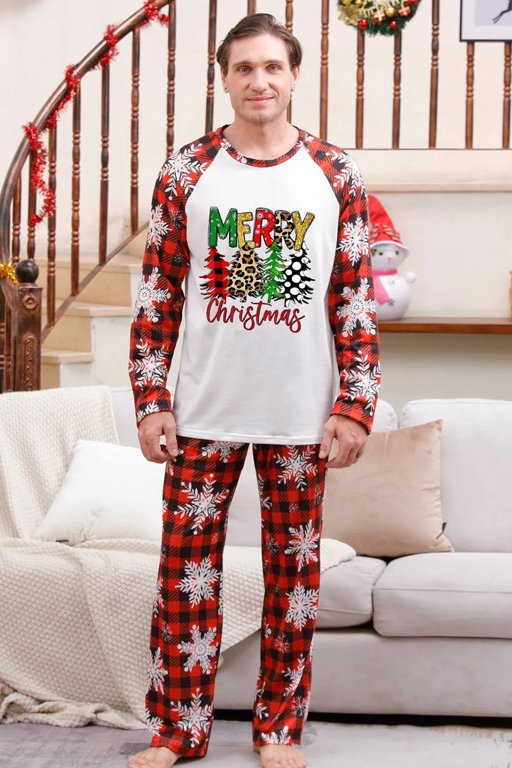 Plaid Matching Family Christmas Pajamas with Snowflake