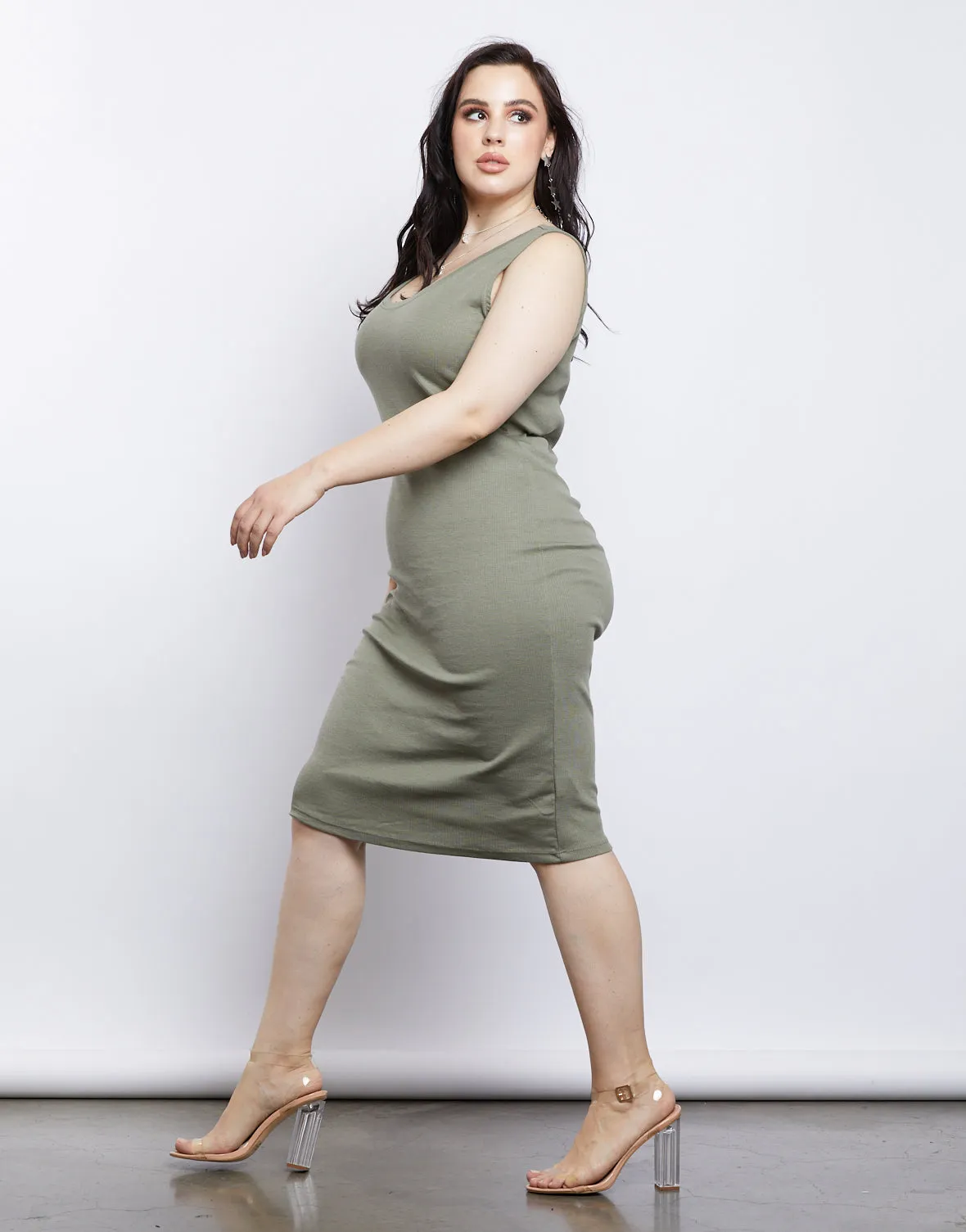 Plus Size California Girl Ribbed Tank Dress