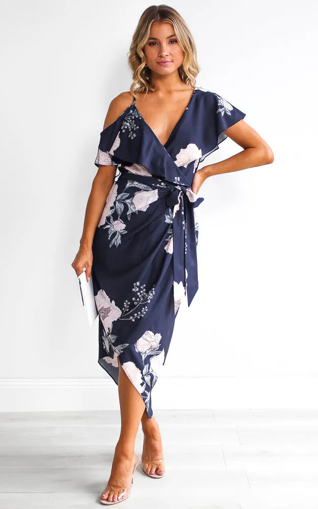 Portia Midi Dress - Navy Floral