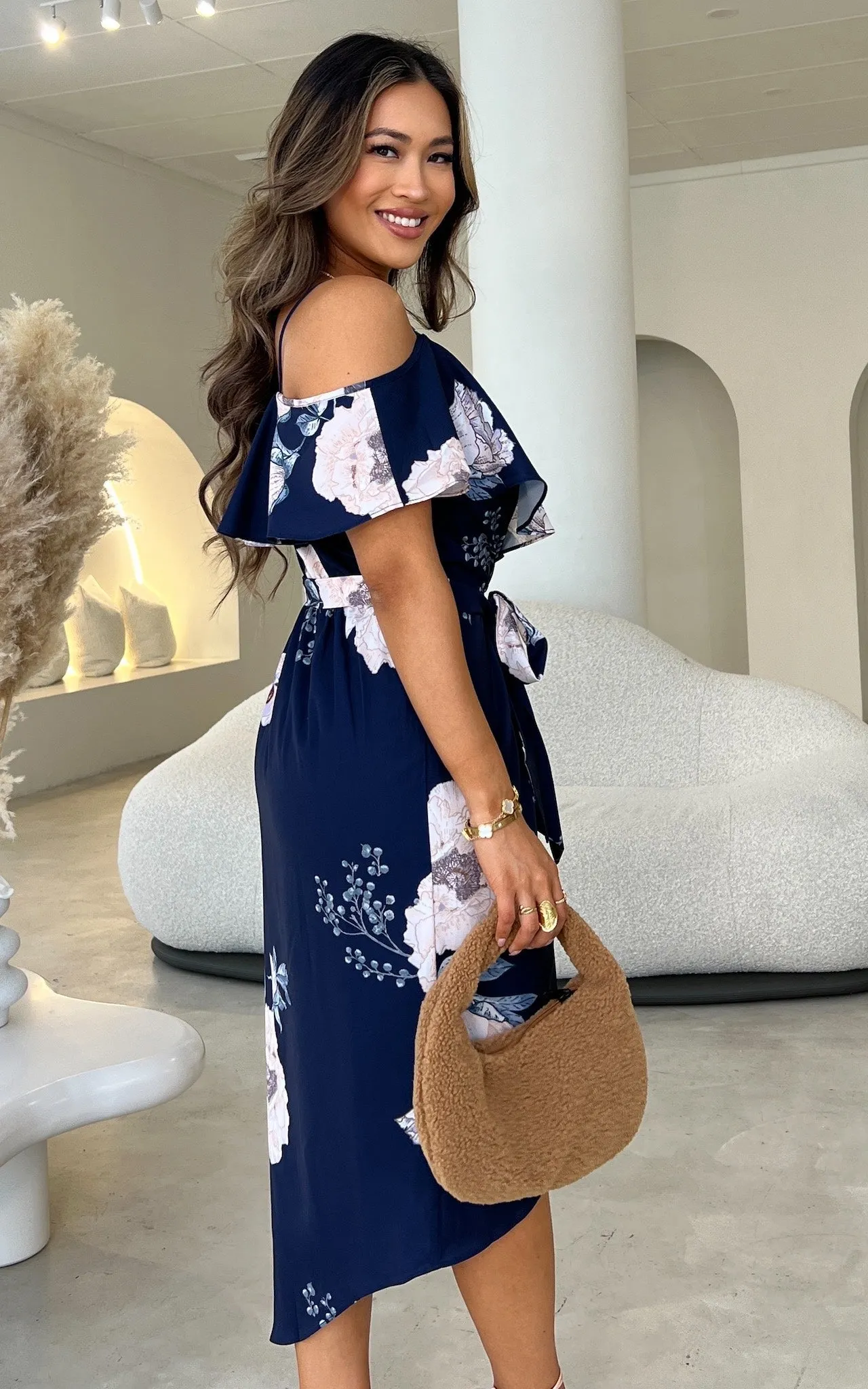 Portia Midi Dress - Navy Floral