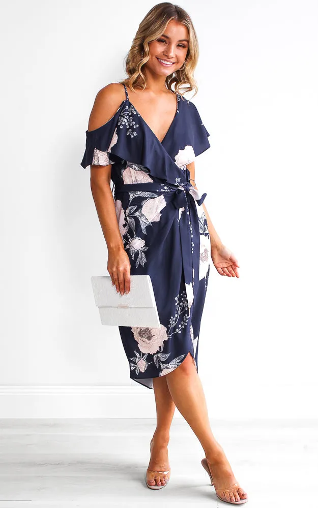 Portia Midi Dress - Navy Floral