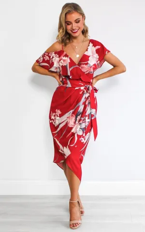 Portia Midi Dress - Red Floral