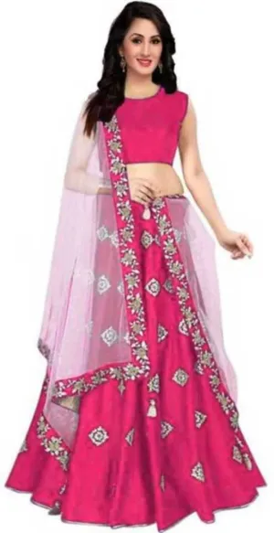 RamKrupa Creation   Embroidered Semi Stitched Lehenga Choli  (Pink)