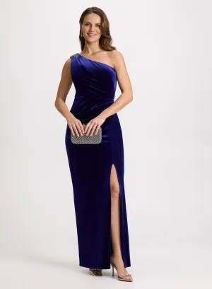 Ruched Waist Velvet Dress