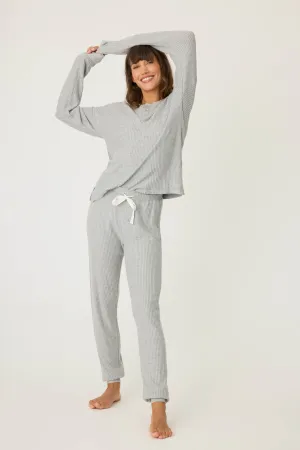 Silver Sparkle Waffle Thermal Ski Jammie Set