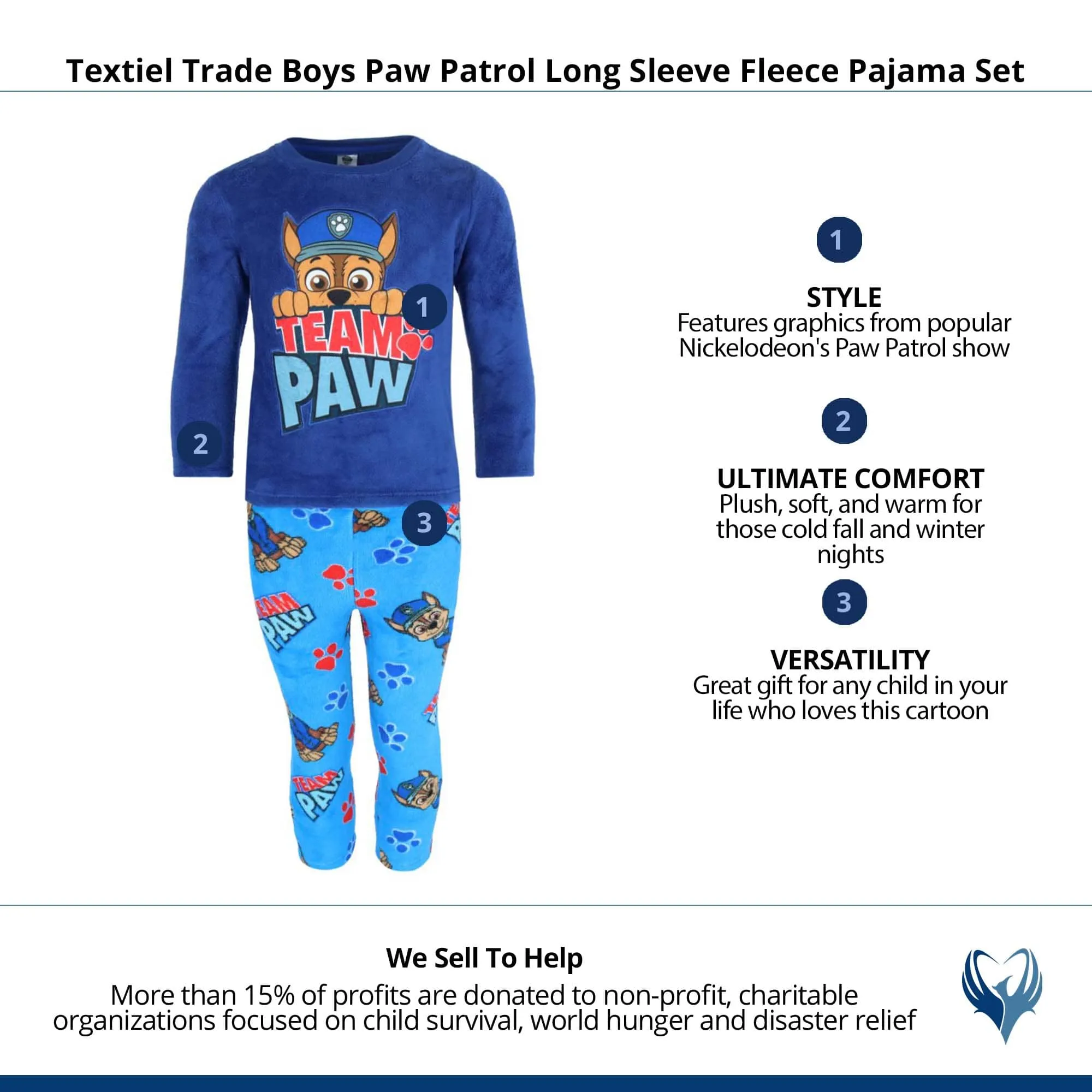 Textiel Trade Boys Paw Patrol Long Sleeve Fleece Pajama Set