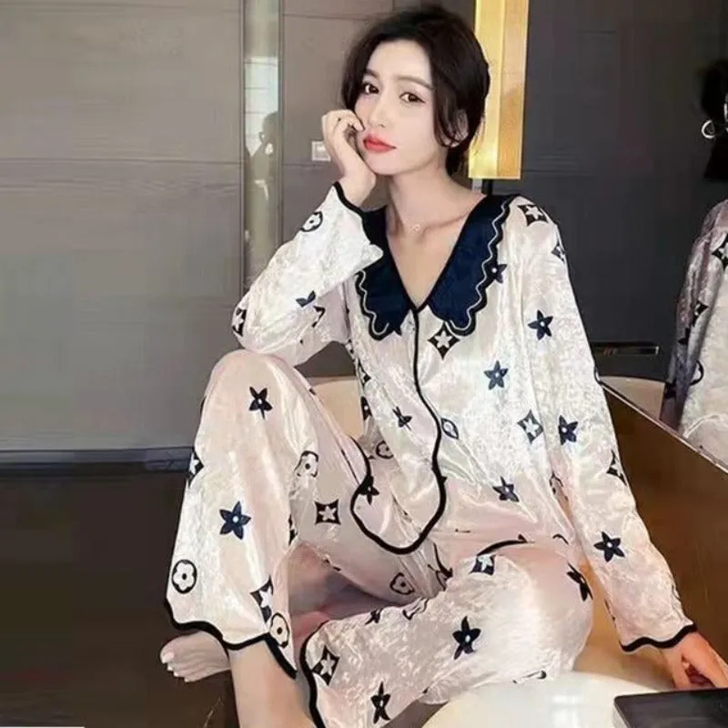 The All Over Printed Velvet Pajama Set