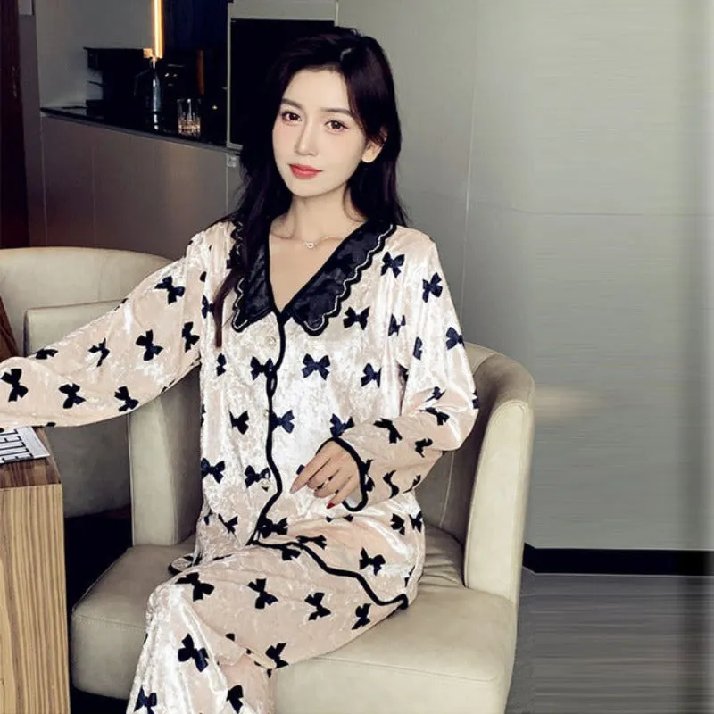 The All Over Printed Velvet Pajama Set