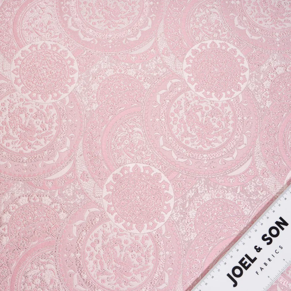 Two-Tone Pink Circle Jacquard Silk Blend Brocade