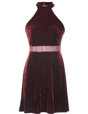 Velvet Maroon Evening Dress - XS