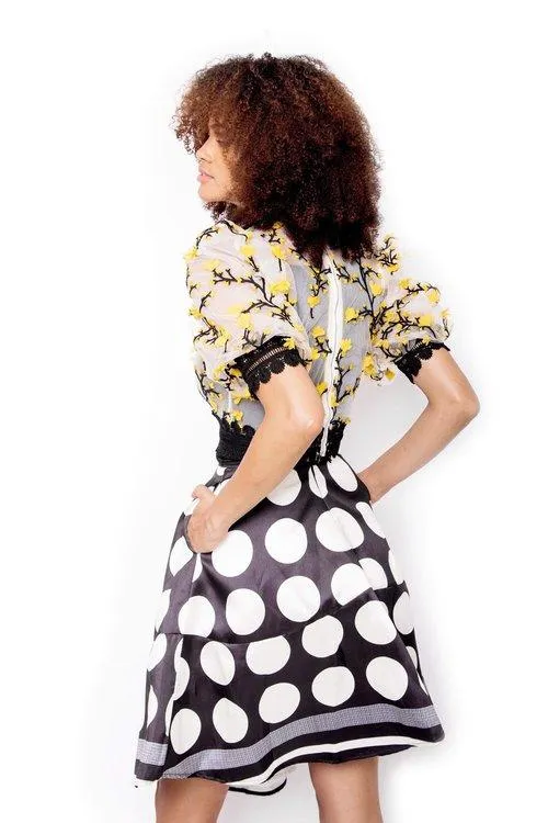 Vintage retro polka structured irregular skirt - Iloms