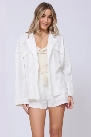 White Cotton Relaxed Blazer