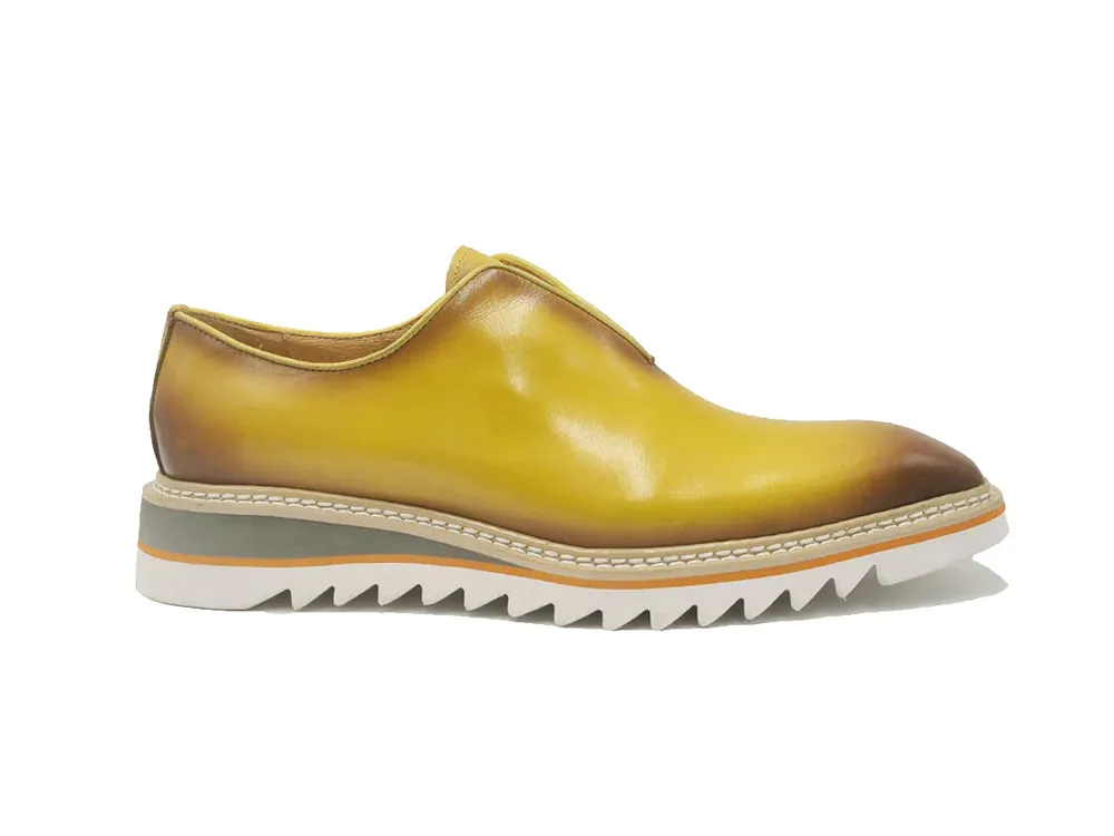 Yellow Carrucci Men's Shoes Laceless Slip-On Loafer with Contrast Color Style No: KS550-08