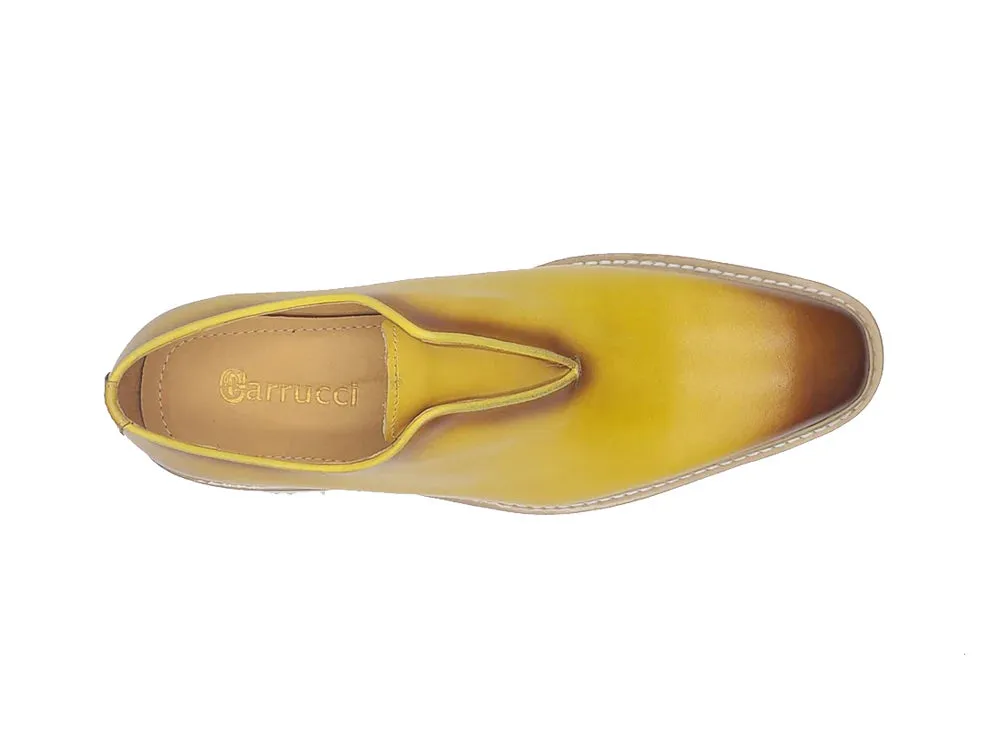 Yellow Carrucci Men's Shoes Laceless Slip-On Loafer with Contrast Color Style No: KS550-08