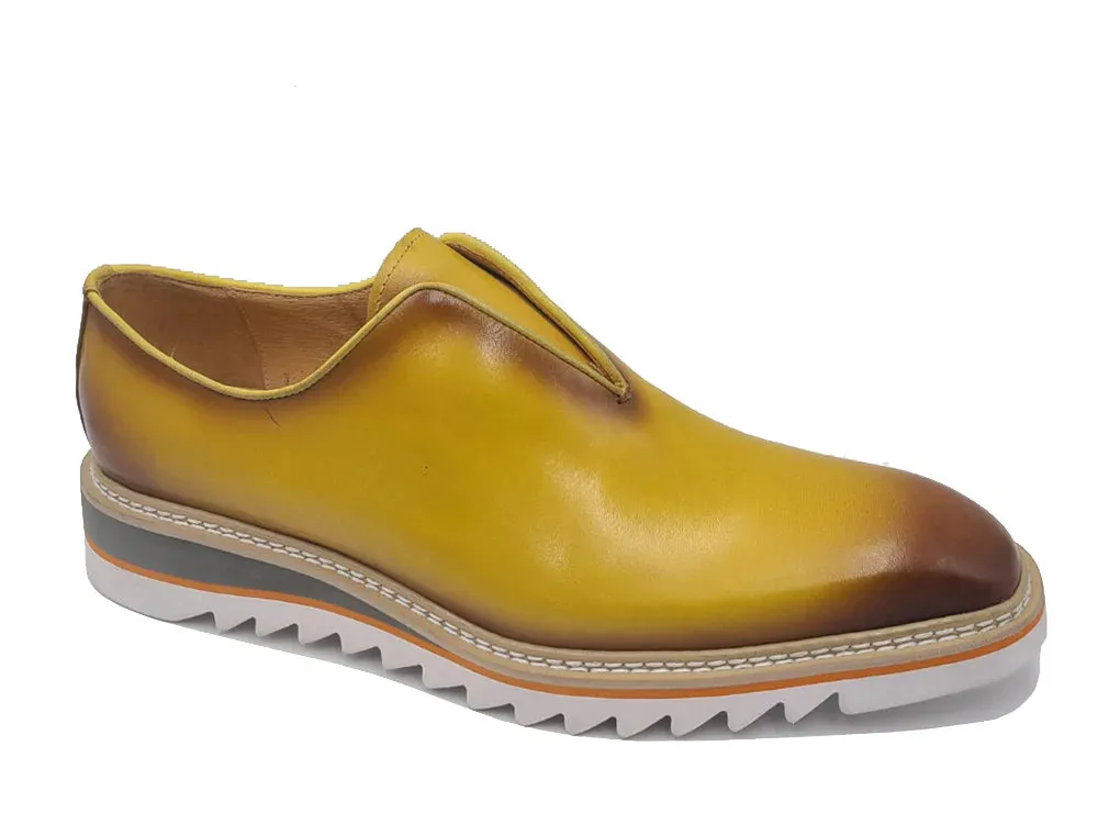 Yellow Carrucci Men's Shoes Laceless Slip-On Loafer with Contrast Color Style No: KS550-08