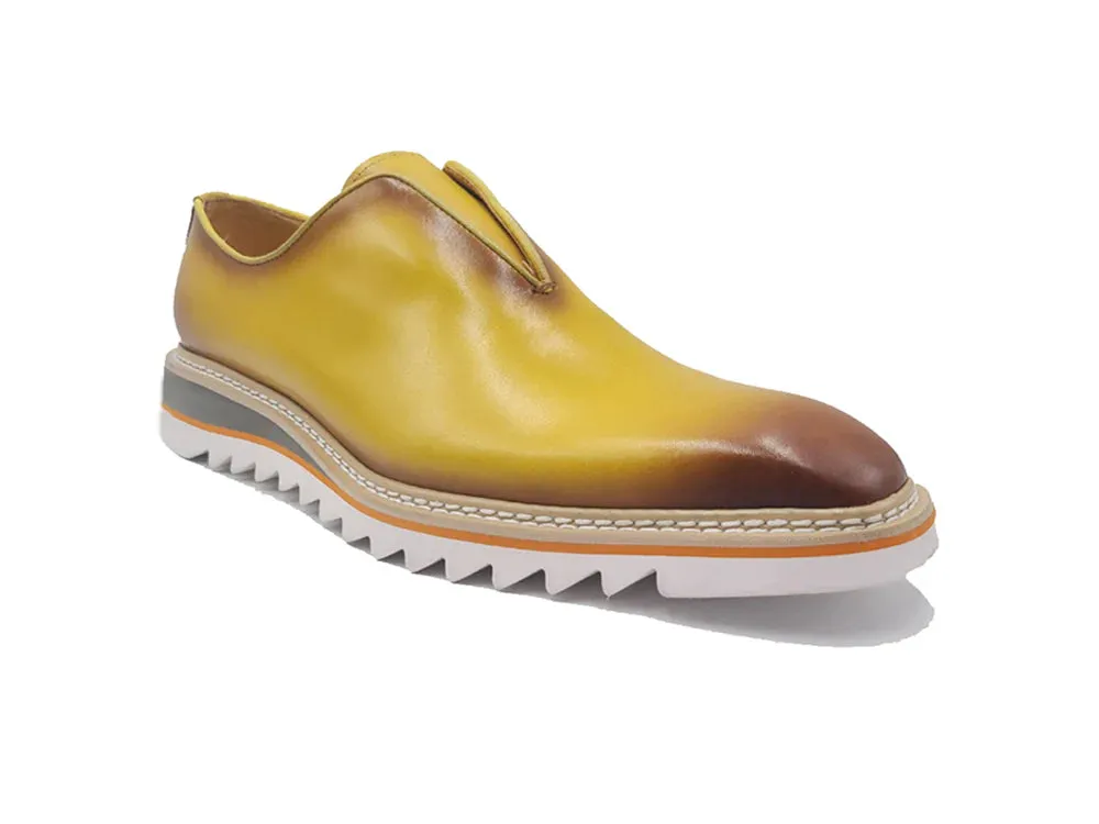 Yellow Carrucci Men's Shoes Laceless Slip-On Loafer with Contrast Color Style No: KS550-08